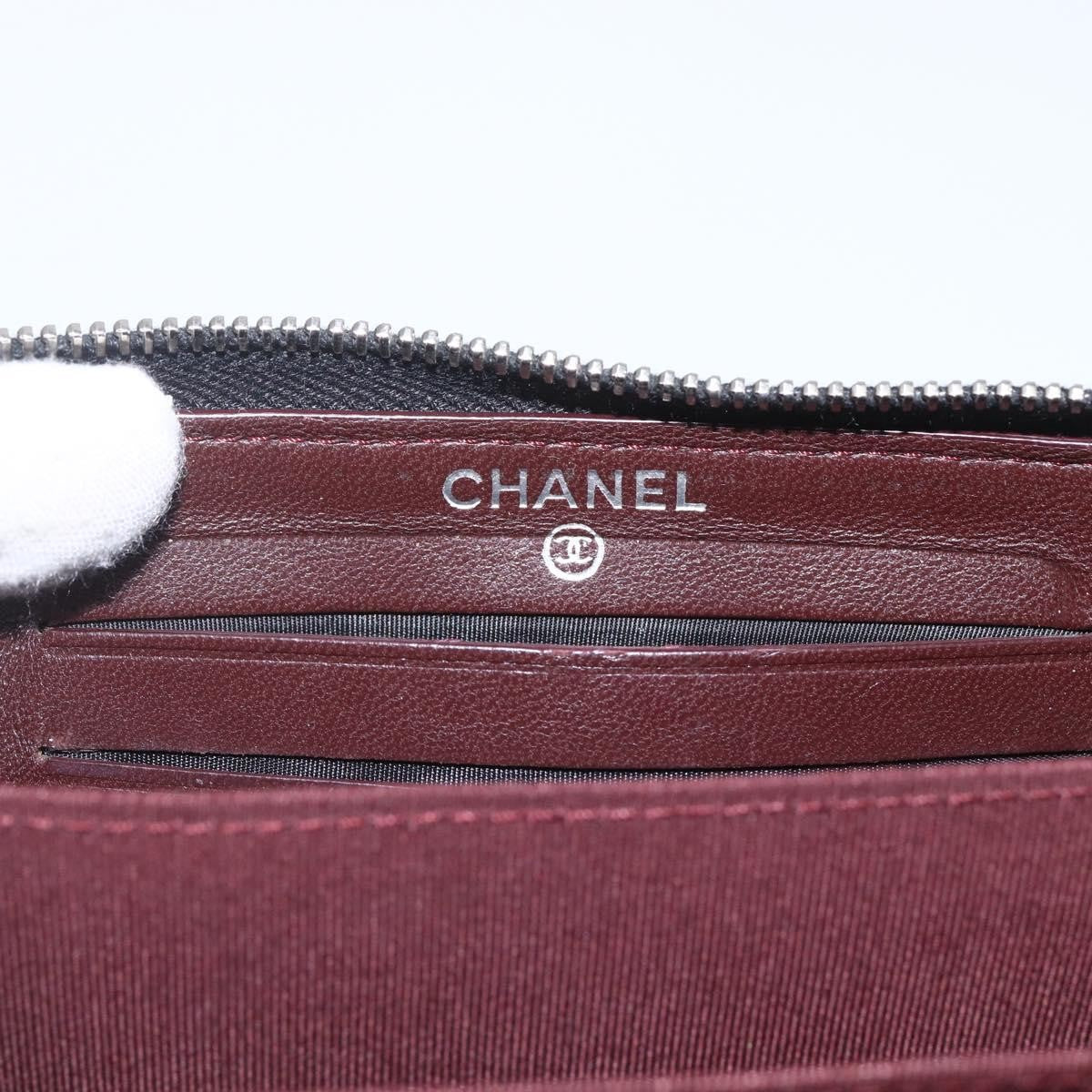 Chanel Zip Around Organizer Wallet Quilted Lambskin Black Leather Wallets Accessory (Pre-Owned)