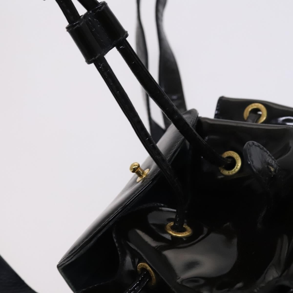 Gucci Vintage Bamboo Backpack Patent Black Patent_Leather Backpack Bag (Pre-Owned)