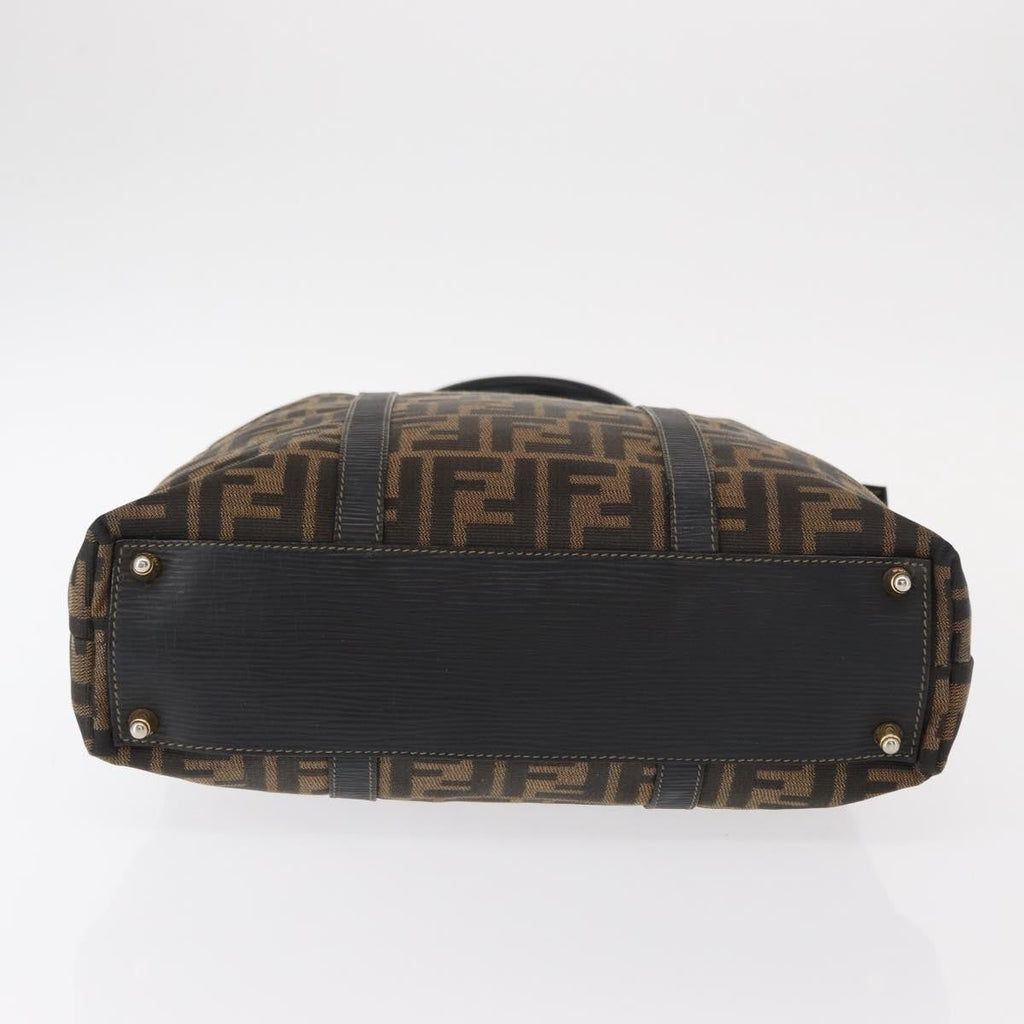 Fendi Zucca Tote Bag Canvas Black Canvas Tote Bag Bag (Pre-Owned)