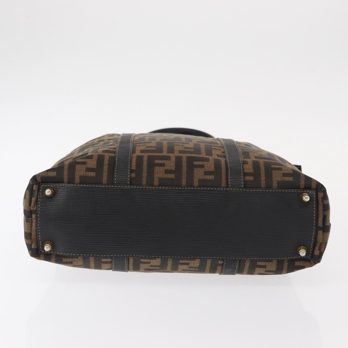 Fendi Zucca Tote Bag Canvas Black Canvas Tote Bag Bag (Pre-Owned)