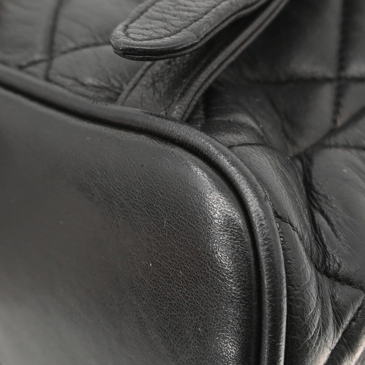 Chanel Duma Drawstring Backpack Quilted Leather Black Leather Backpack Bag (Pre-Owned)