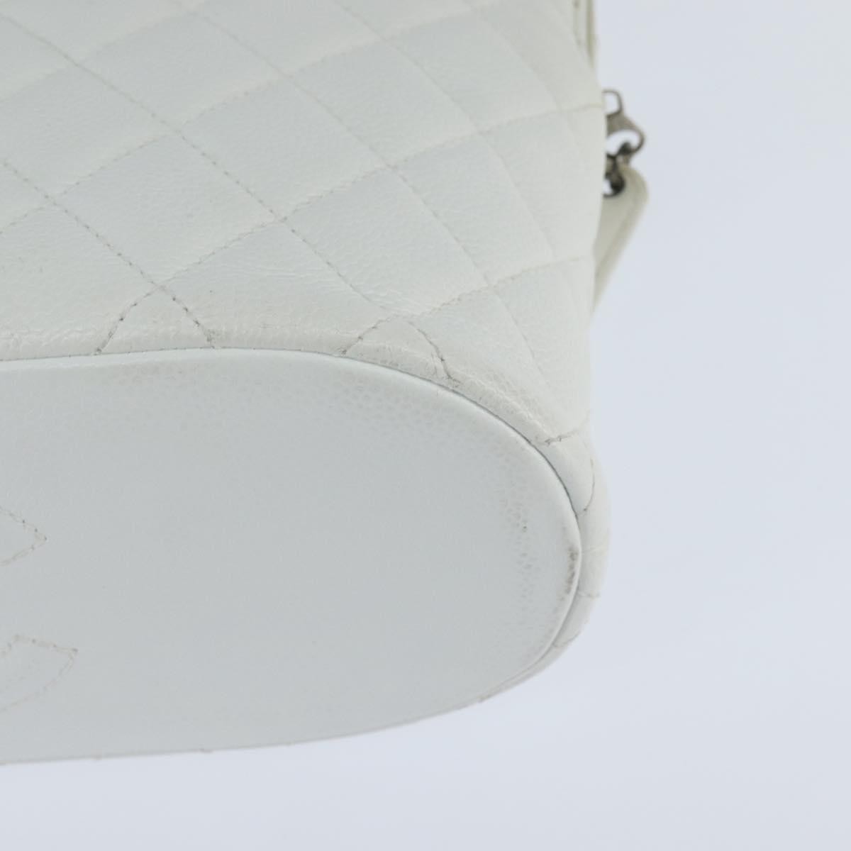 Chanel Vintage Cc Zip Around Bowler Bag Quilted Caviar White Leather Tote Bag Bag (Pre-Owned)