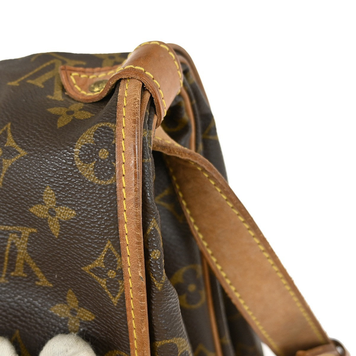 Louis Vuitton Saumur Handbag Monogram Canvas Brown Canvas Shoulder Bag Bag (Pre-Owned)