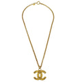 Chanel Vintage Cc Pendent Necklace Plated Metal Gold Gold_Plated Necklace Jewelry (Pre-Owned)