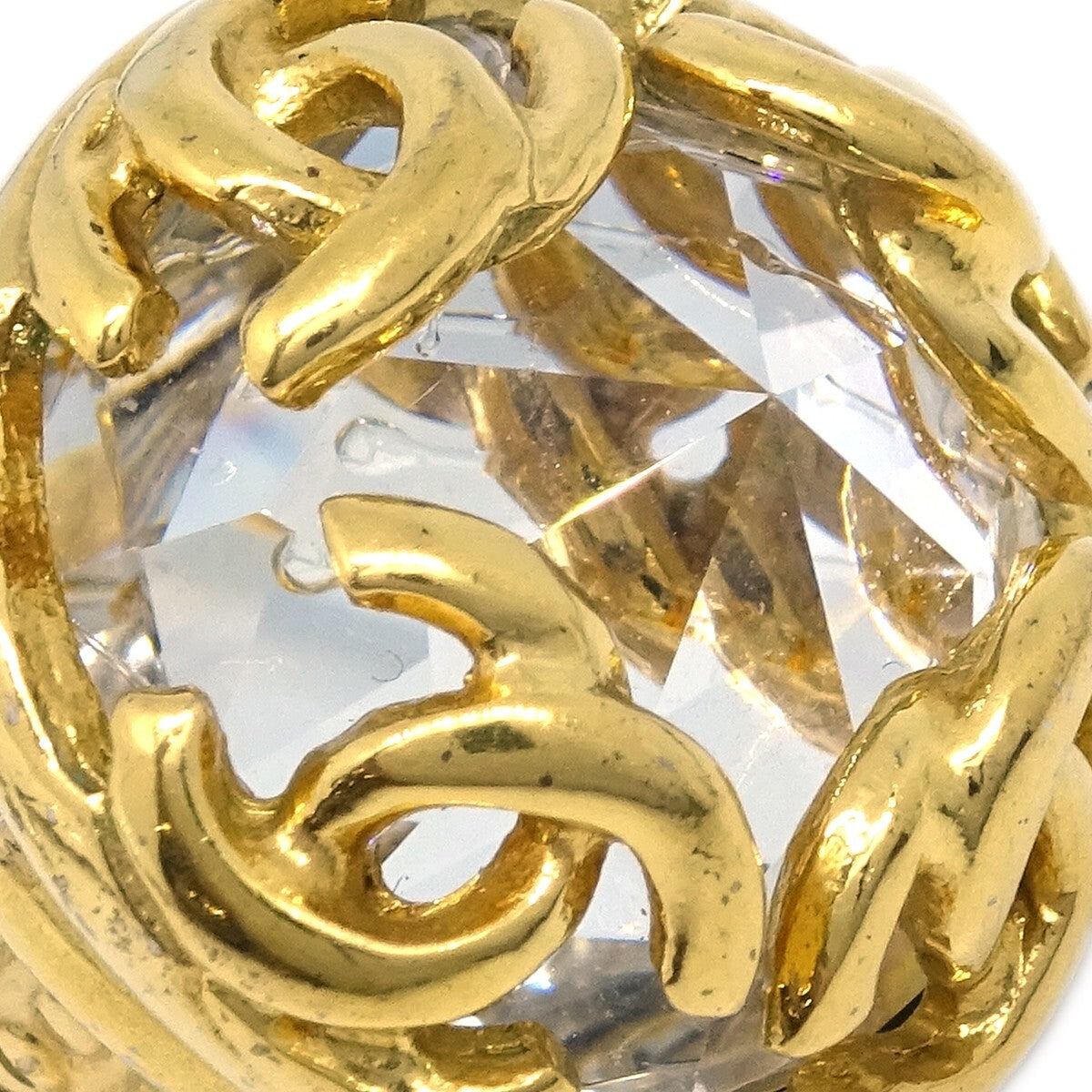 Chanel Cc Round Earrings Metal And Crystal Gold Gold_Plated Earrings Jewelry (Pre-Owned)