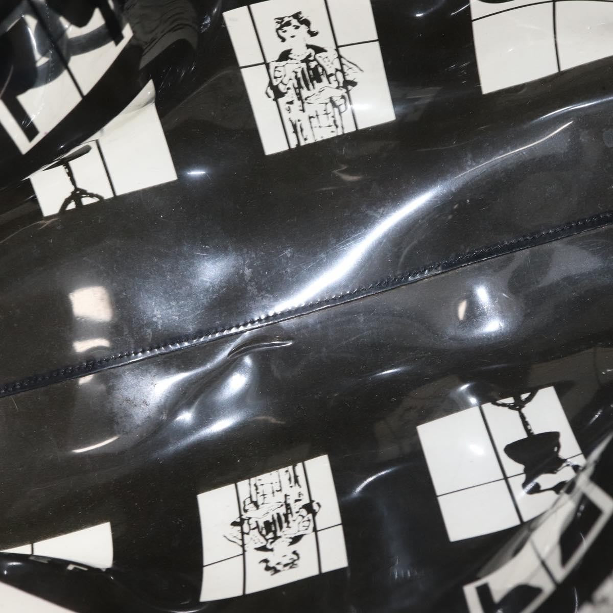 Chanel Coco Window Tote Printed Vinyl Black Plastic Tote Bag Bag (Pre-Owned)