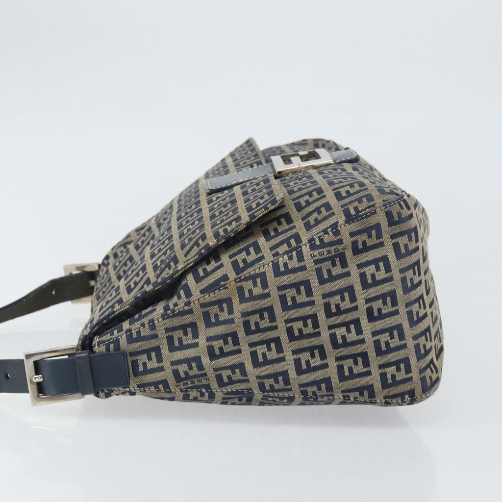 Fendi Mamma Baguette Zucchino Canvas Navy Canvas Shoulder Bag Bag (Pre-Owned)