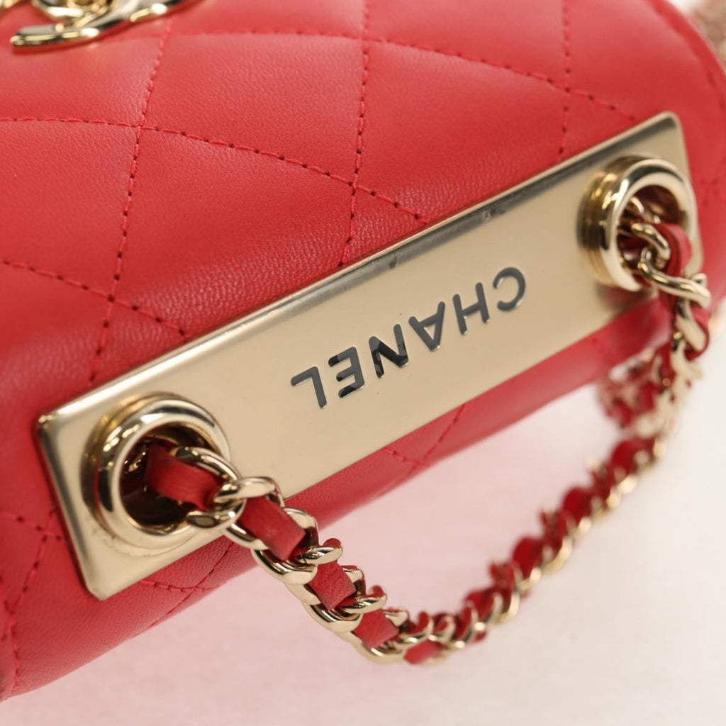 Chanel Trendy Cc Clutch With Chain Quilted Lambskin Red Leather Clutche & Pouche Bag (Pre-Owned)