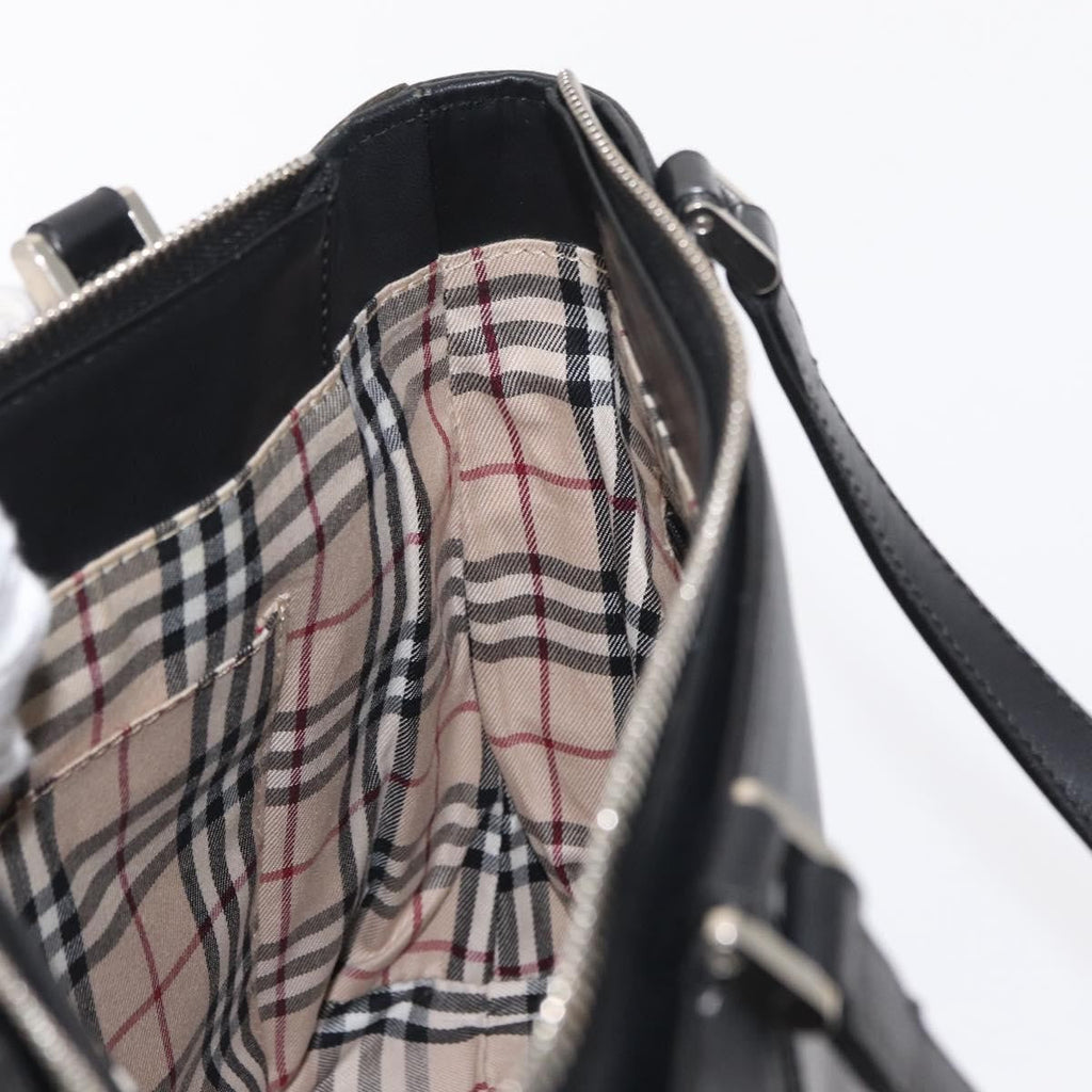 Burberry Vintage Handbag Leather Black Leather Handbag (Pre-Owned)