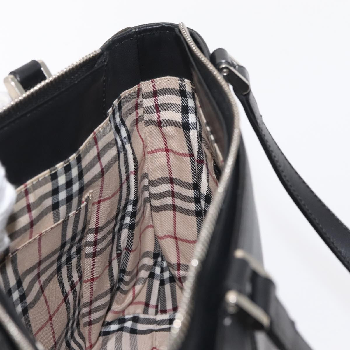 Burberry Vintage Handbag Leather Black Leather Handbag (Pre-Owned)