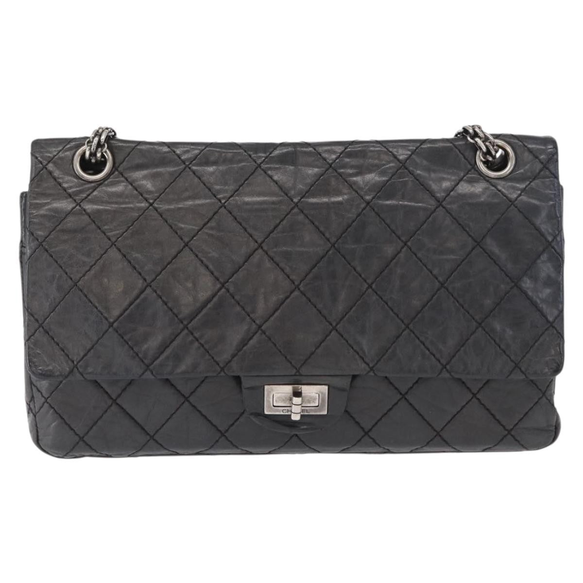 Chanel Reissue 2.55 Flap Bag Quilted Aged Calfskin Black Leather Shoulder Bag Bag (Pre-Owned)