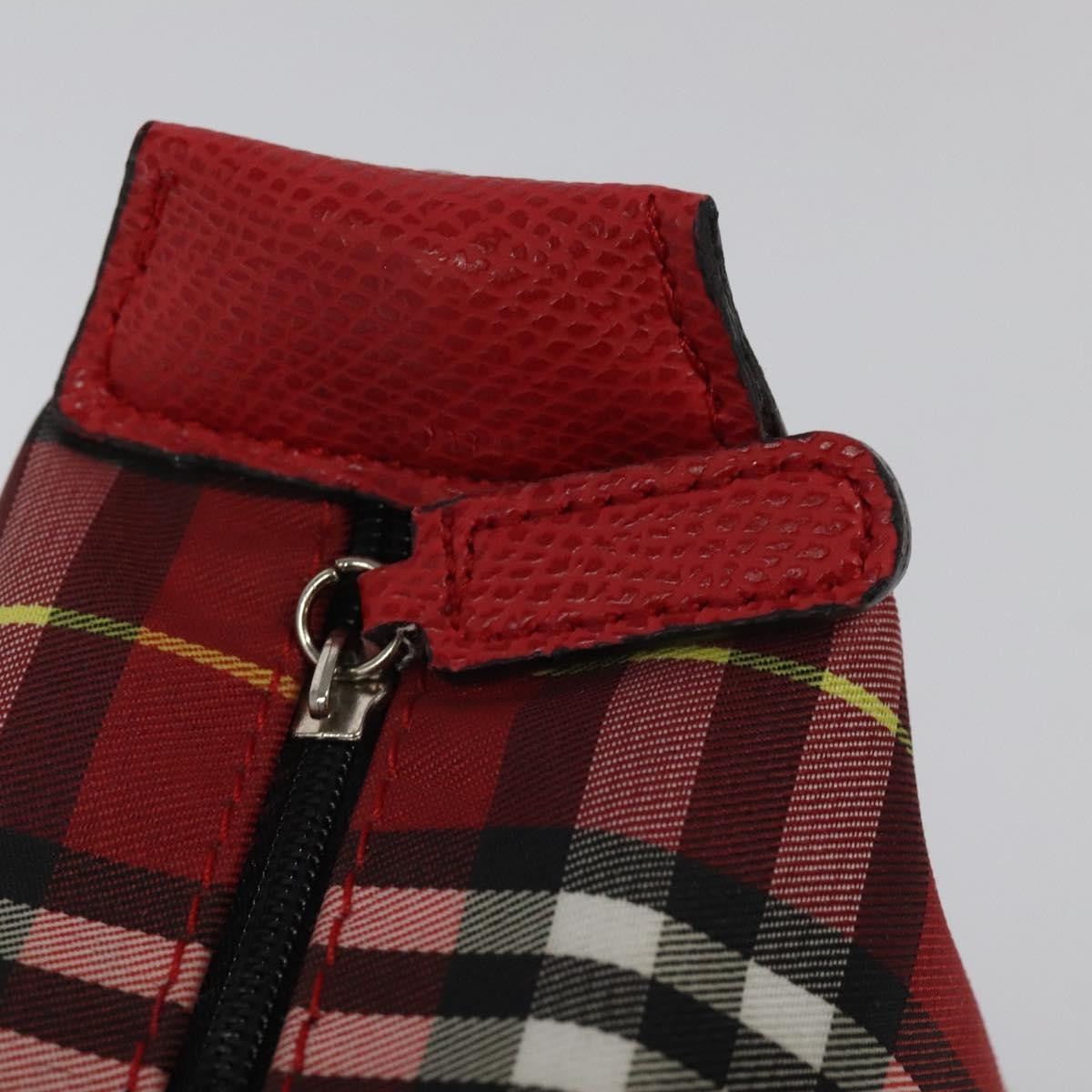 Burberry Nova Check Handbag Leather And Nylon Red Nylon Handbag (Pre-Owned)