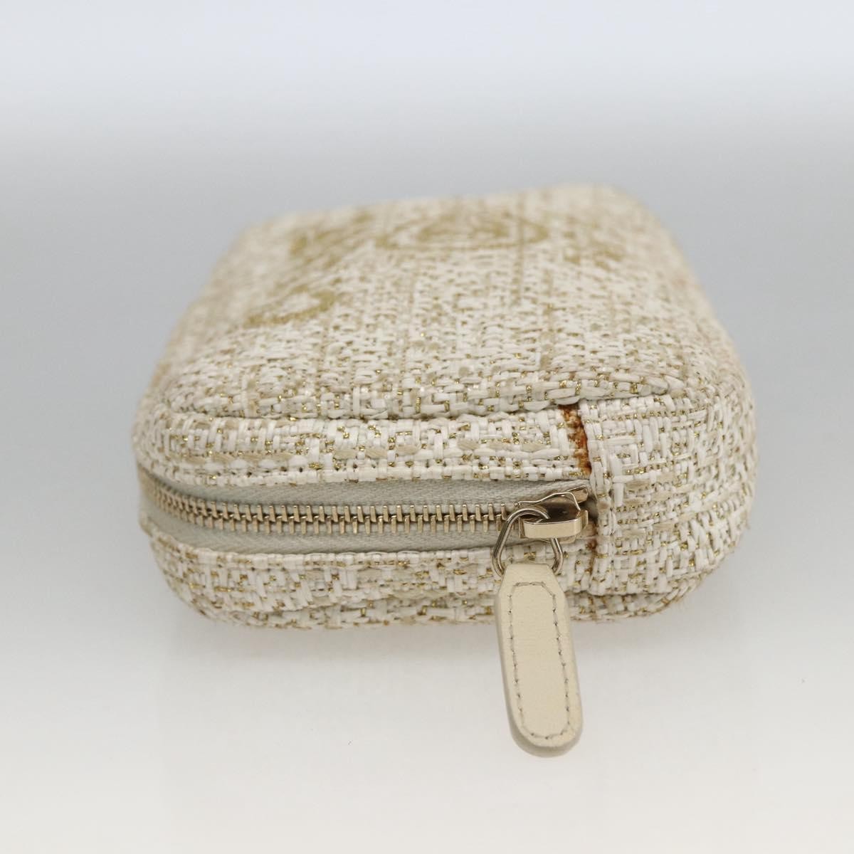 Chanel Deauville Curvy Cosmetic Pouch Tweed Gold Tweed Clutche & Pouche Bag (Pre-Owned)