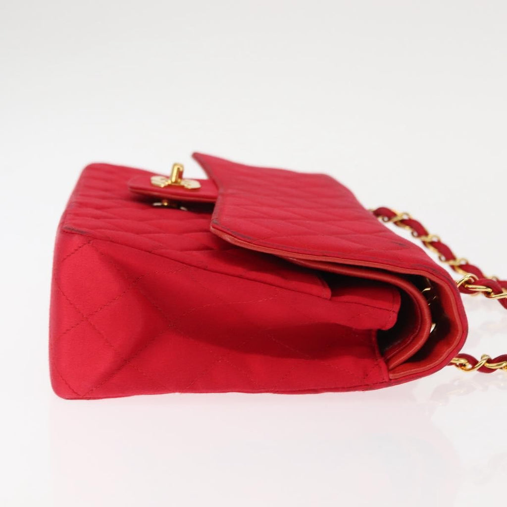 Chanel Timeless - Classic Double Flap Bag Quilted Satin Red Satin Shoulder Bag Bag (Pre-Owned)
