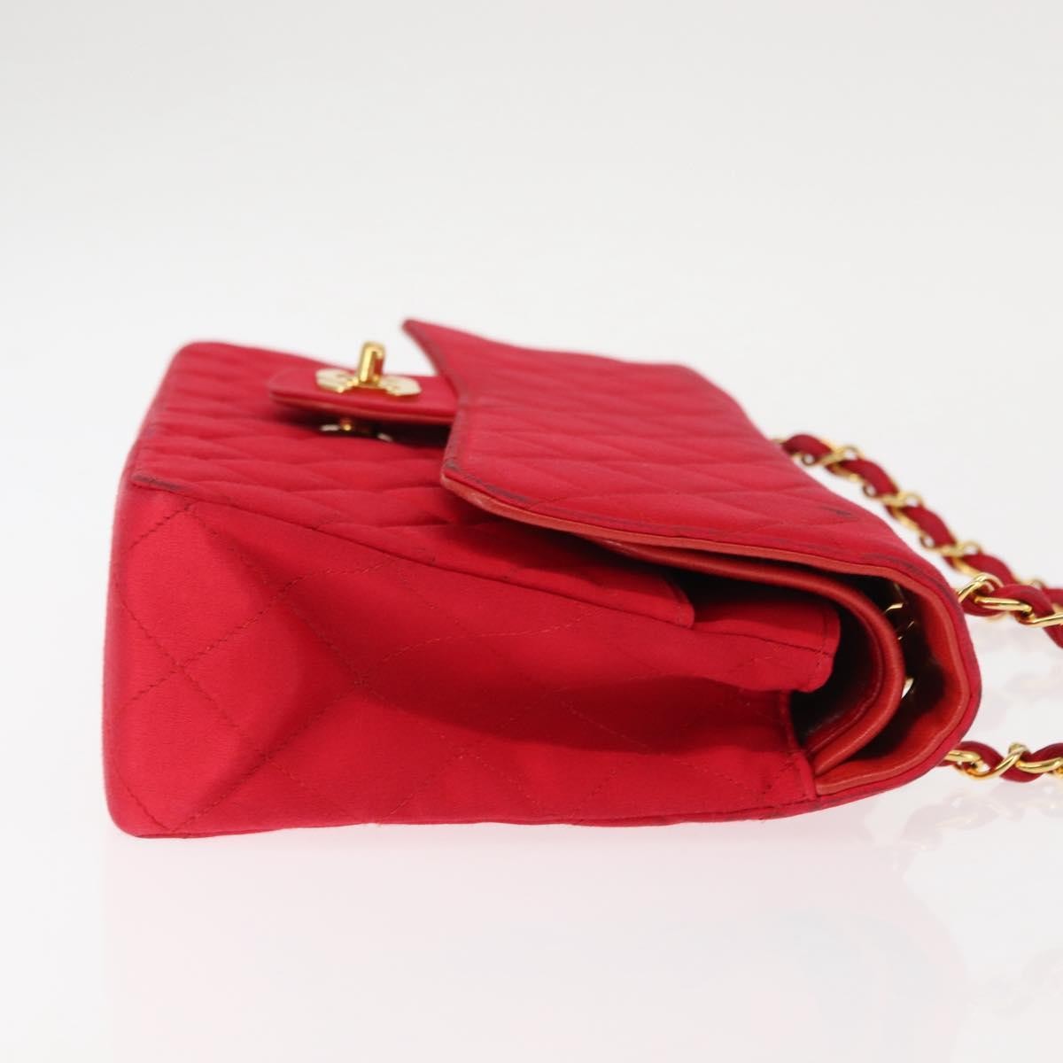 Chanel Timeless - Classic Double Flap Bag Quilted Satin Red Satin Shoulder Bag Bag (Pre-Owned)