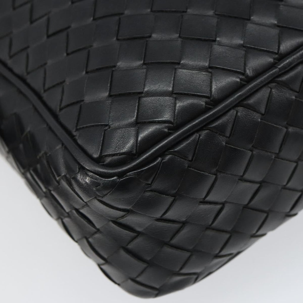 Bottega Veneta Intrecciato Shoulder Bag Leather Black Leather Shoulder Bag Bag (Pre-Owned)