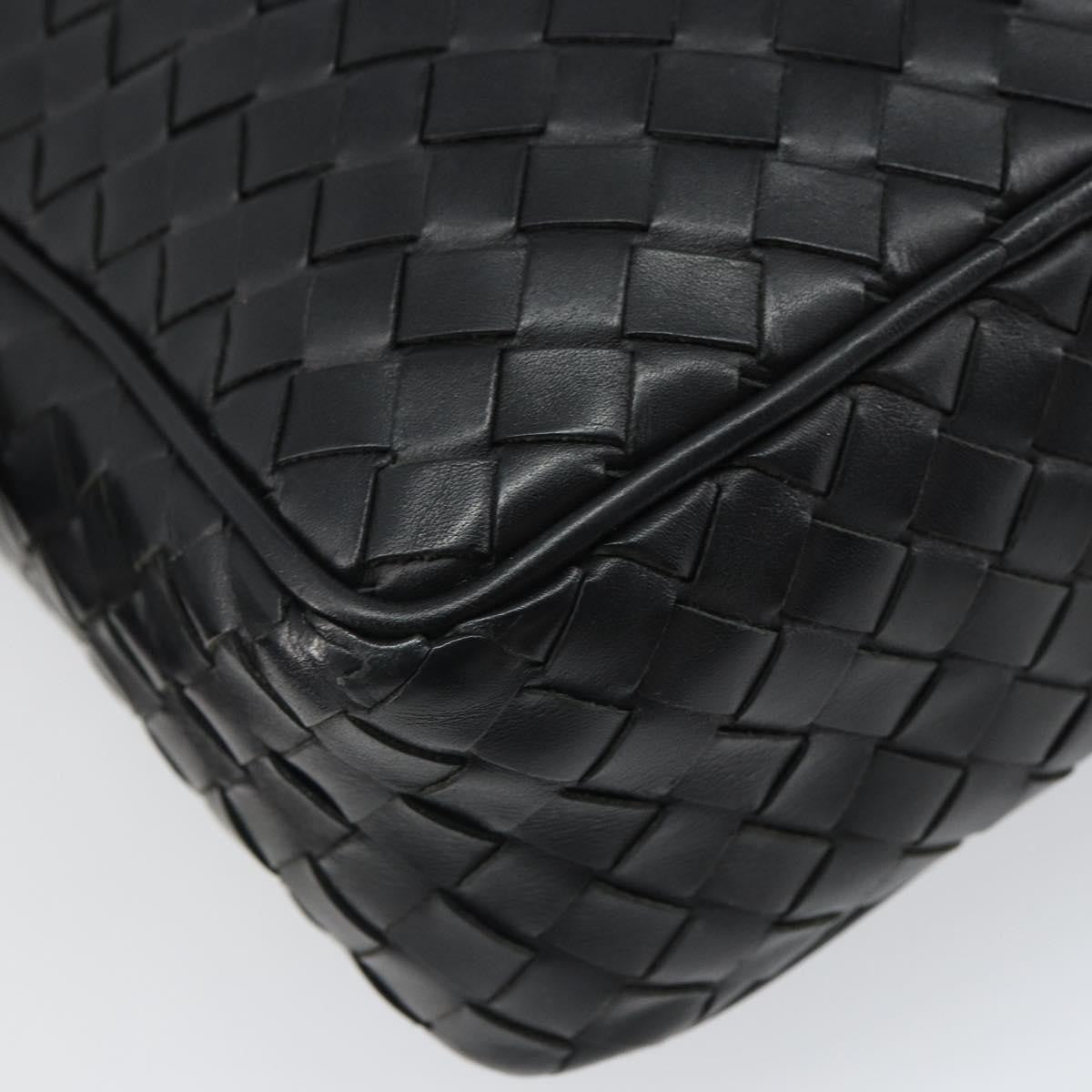 Bottega Veneta Intrecciato Shoulder Bag Leather Black Leather Shoulder Bag Bag (Pre-Owned)