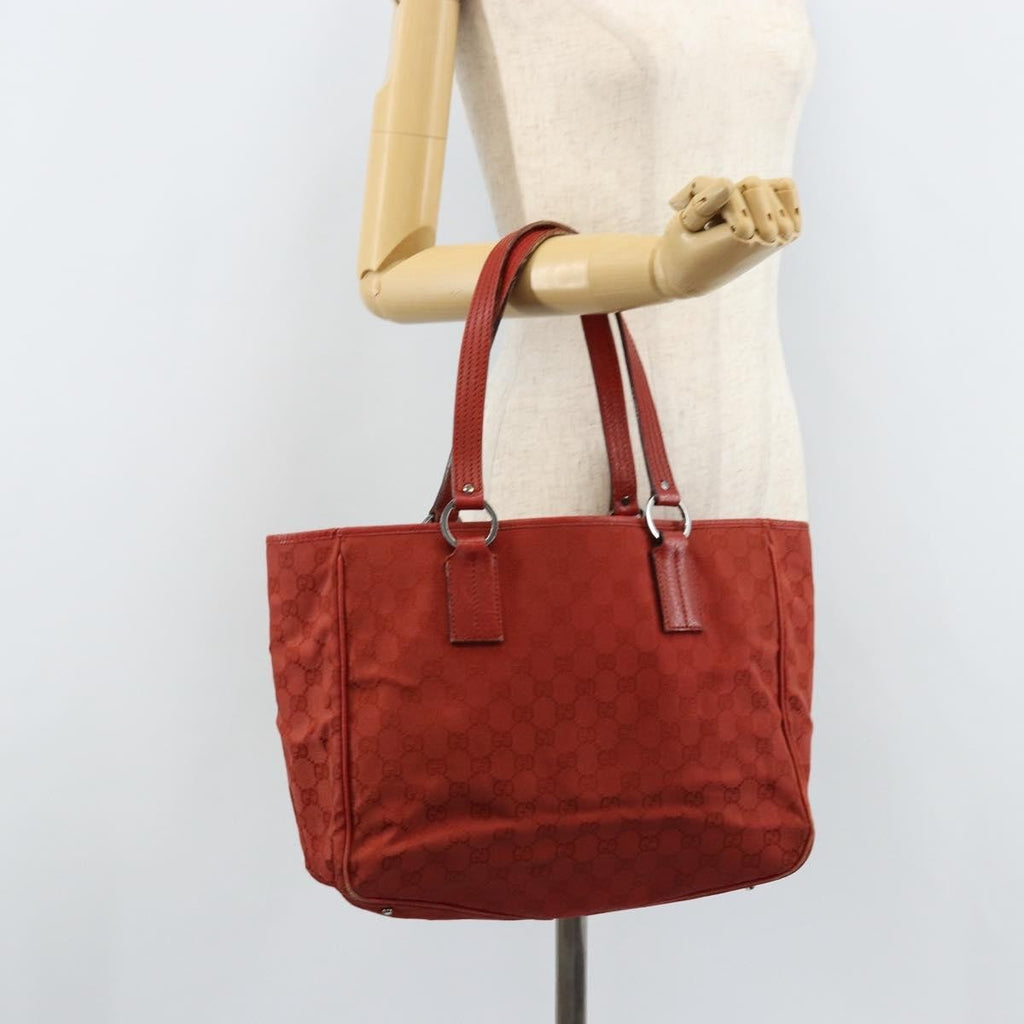 Gucci Vintage Open Tote Gg Canvas Red Canvas Tote Bag Bag (Pre-Owned)