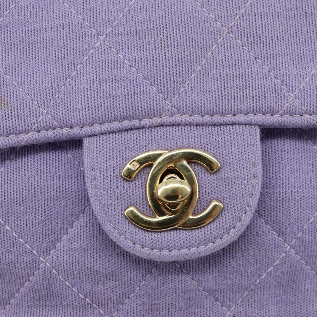 Chanel Square Classic Single Flap Bag Fabric Purple Cotton Crossbody Bag Bag (Pre-Owned)