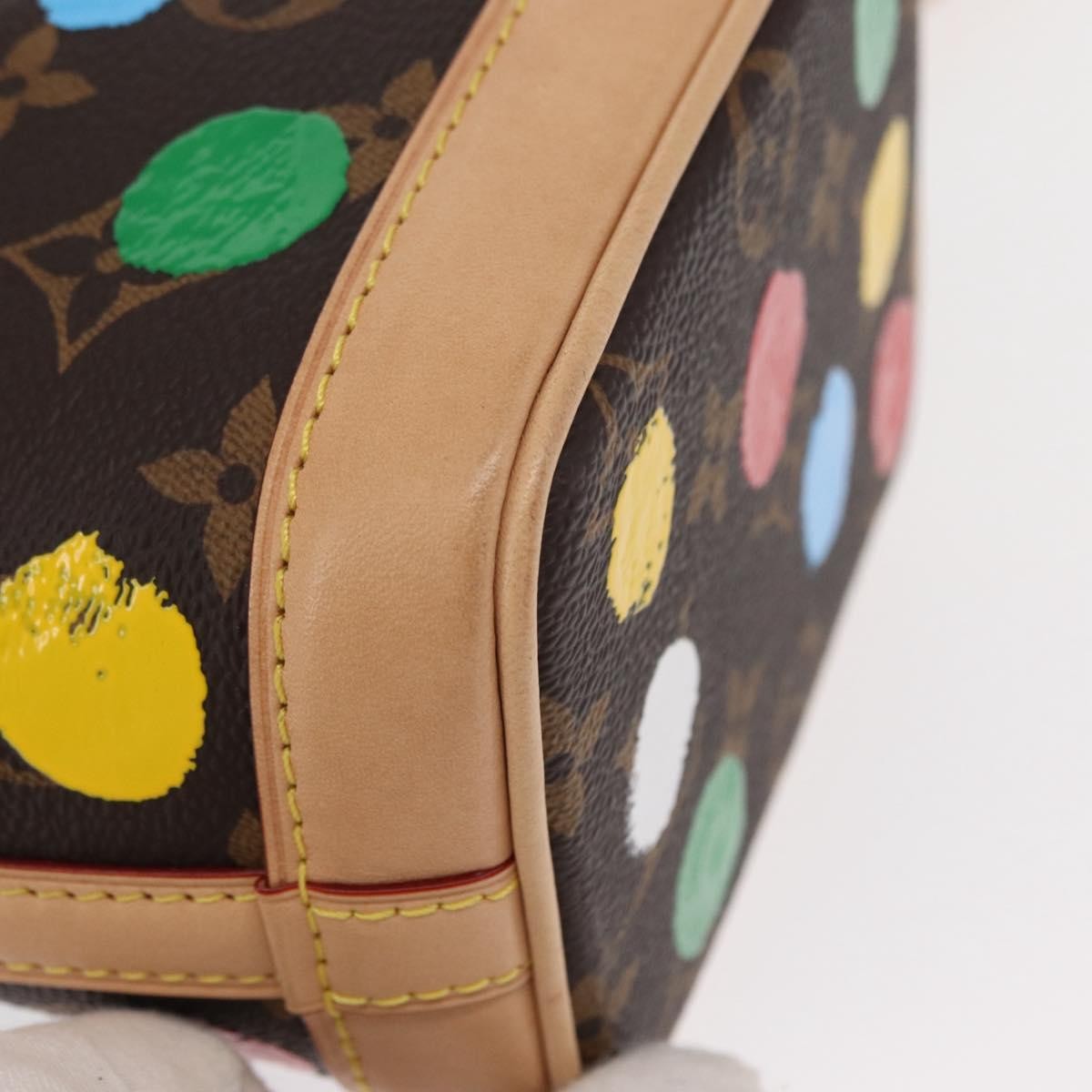 Louis Vuitton Noe Handbag Yayoi Kusama Painted Dots Monogram Canvas Brown Canvas Handbag (Pre-Owned)