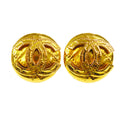 Chanel Cc Button Clip-On Earrings Metal Gold Gold_Plated Earrings Jewelry (Pre-Owned)
