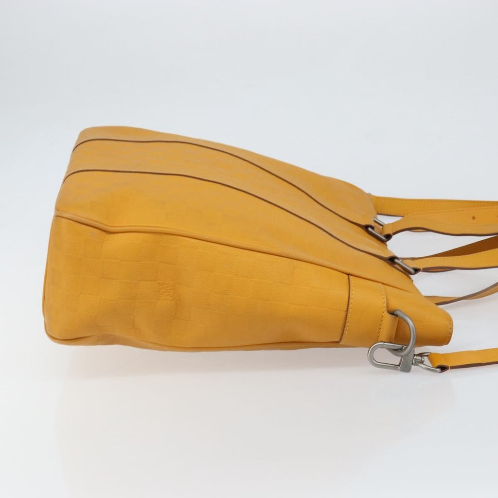 Louis Vuitton Tadao Handbag Damier Infini Leather Yellow Leather Handbag (Pre-Owned)