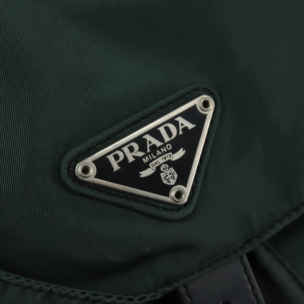 Prada Vela Double Front Pocket Backpack Tessuto With Saffiano Leather Khaki Nylon Backpack Bag (Pre-Owned)