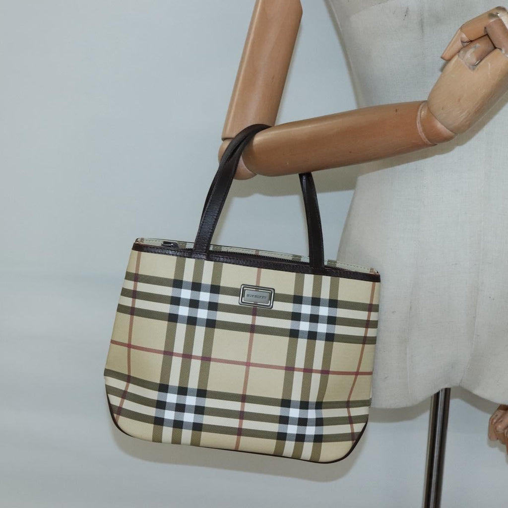 Burberry Nova Check Handbag Nova Check Canvas Beige Canvas Handbag (Pre-Owned)