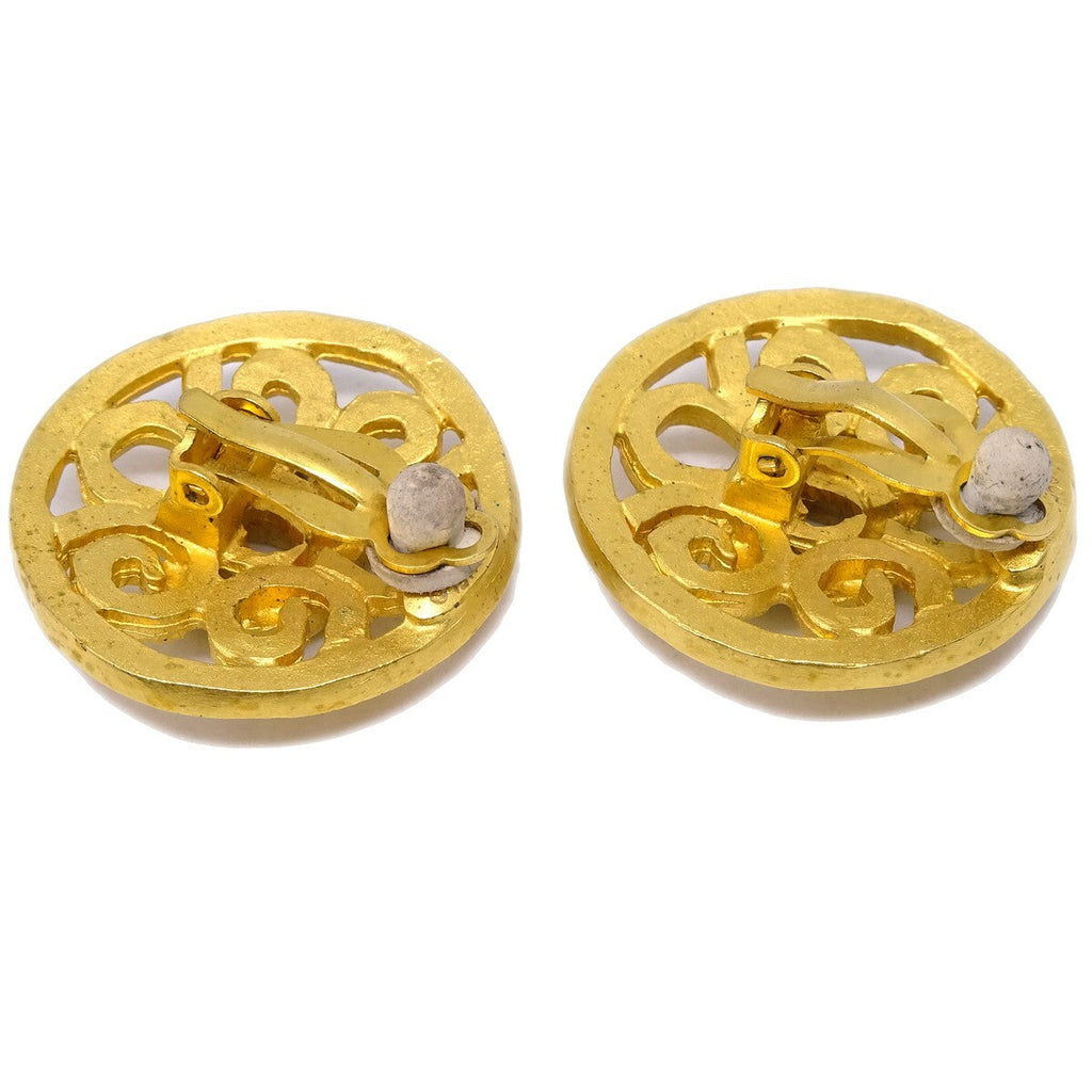 Chanel Cc Round Earrings Metal Gold Gold_Plated Earrings Jewelry (Pre-Owned)