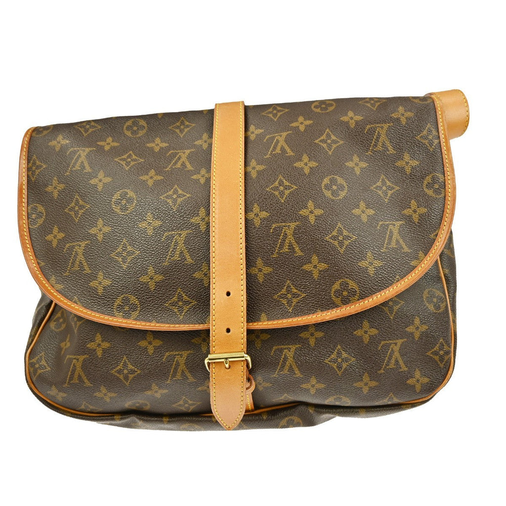 Louis Vuitton Saumur Handbag Monogram Canvas Brown Canvas Shoulder Bag Bag (Pre-Owned)