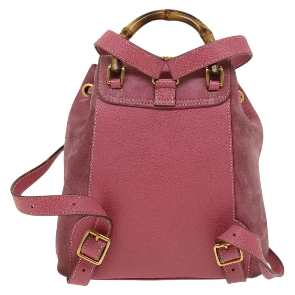 Gucci Gucci Bamboo Backpack Daim Pink Suede Backpack Bag (Pre-Owned)