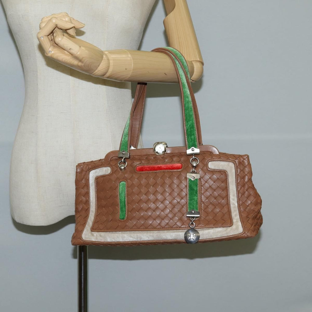 Bottega Veneta Intrecciato Leather Brown Leather Handbag (Pre-Owned)