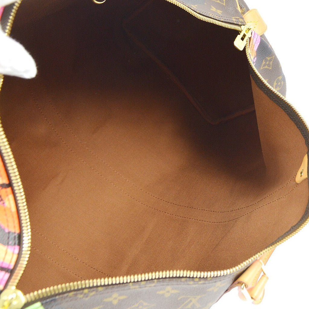 Louis Vuitton Keepall Bag Limited Edition Monogram Roses Brown Canvas Travel Bag Bag (Pre-Owned)
