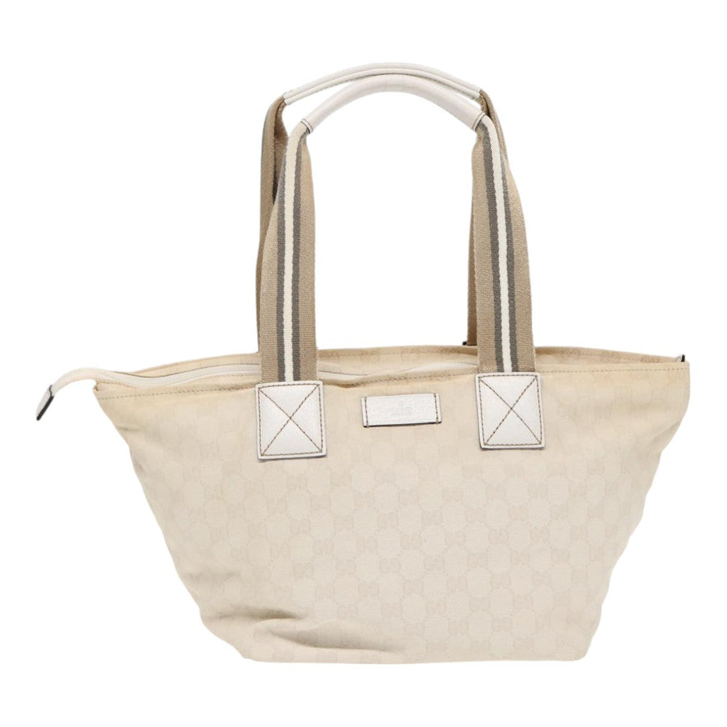 Gucci Web Zip Tote Gg Canvas Beige Canvas Tote Bag Bag (Pre-Owned)