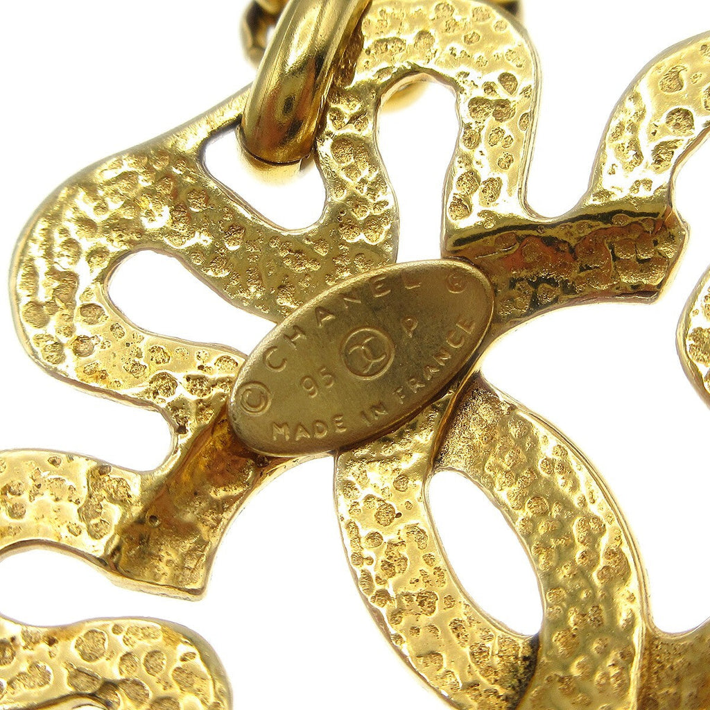 Chanel Cc Flower Pendant Necklace Metal Gold Gold_Plated Necklace Jewelry (Pre-Owned)