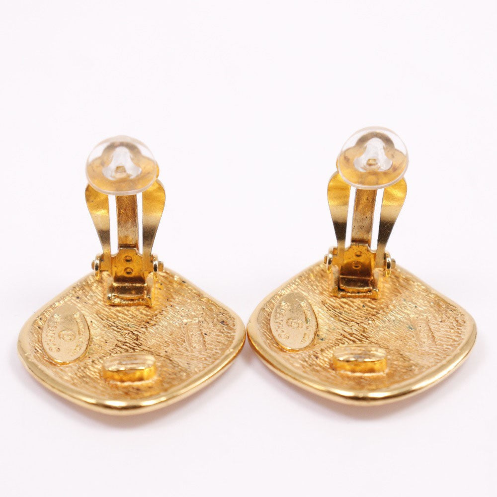 Chanel Cc Rhombus Clip-On Earrings Metal Gold Gold_Plated Earrings Jewelry (Pre-Owned)