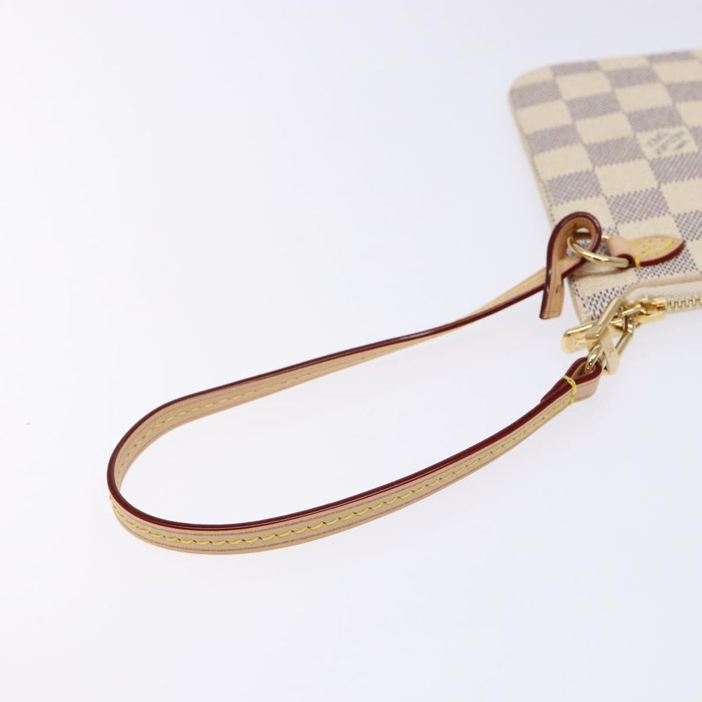 Louis Vuitton Neverfull Pochette Damier White Canvas Bag (Pre-Owned)