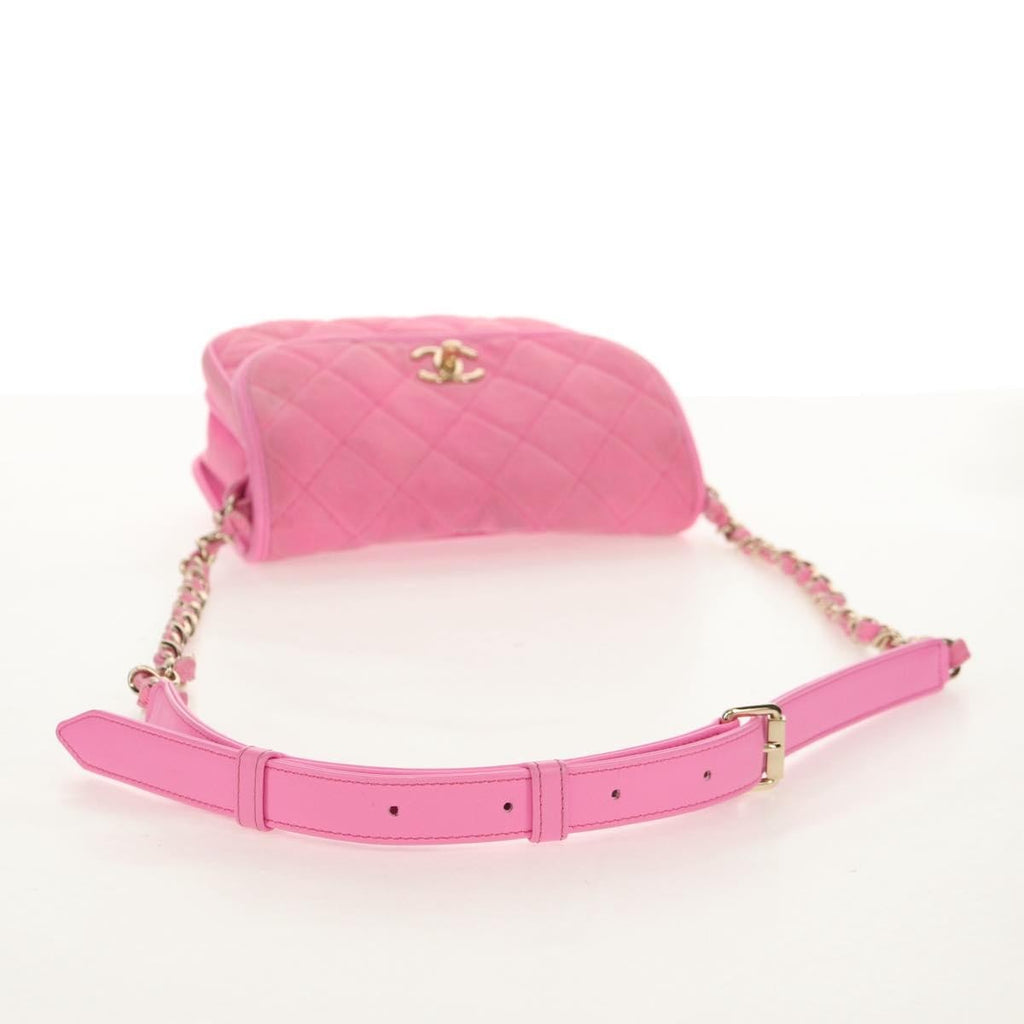 Chanel Flap Messenger Bag Quilted Denim Pink Canvas Shoulder Bag Bag (Pre-Owned)