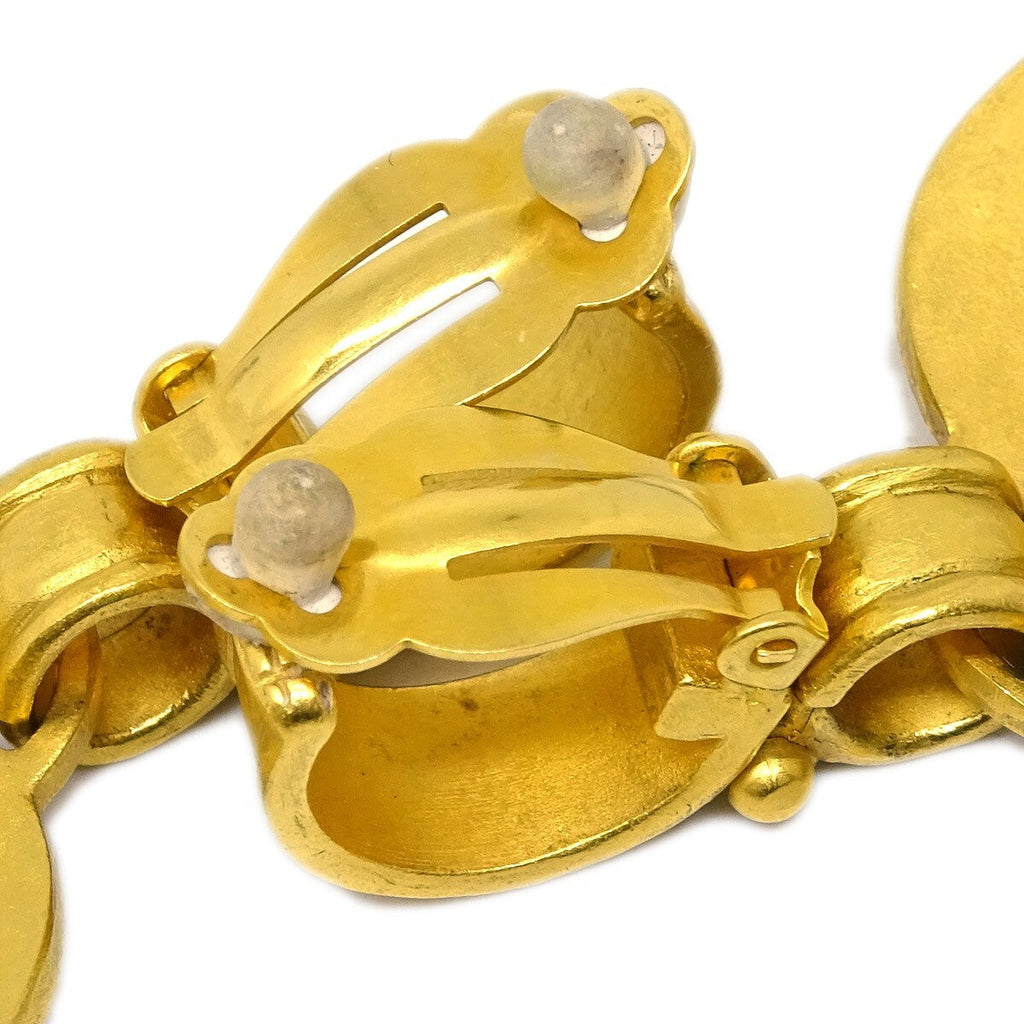 Chanel Vintage Cc Heart Cut Out Drop Clip-On Earrings Metal Gold Gold_Plated Earrings Jewelry (Pre-Owned)