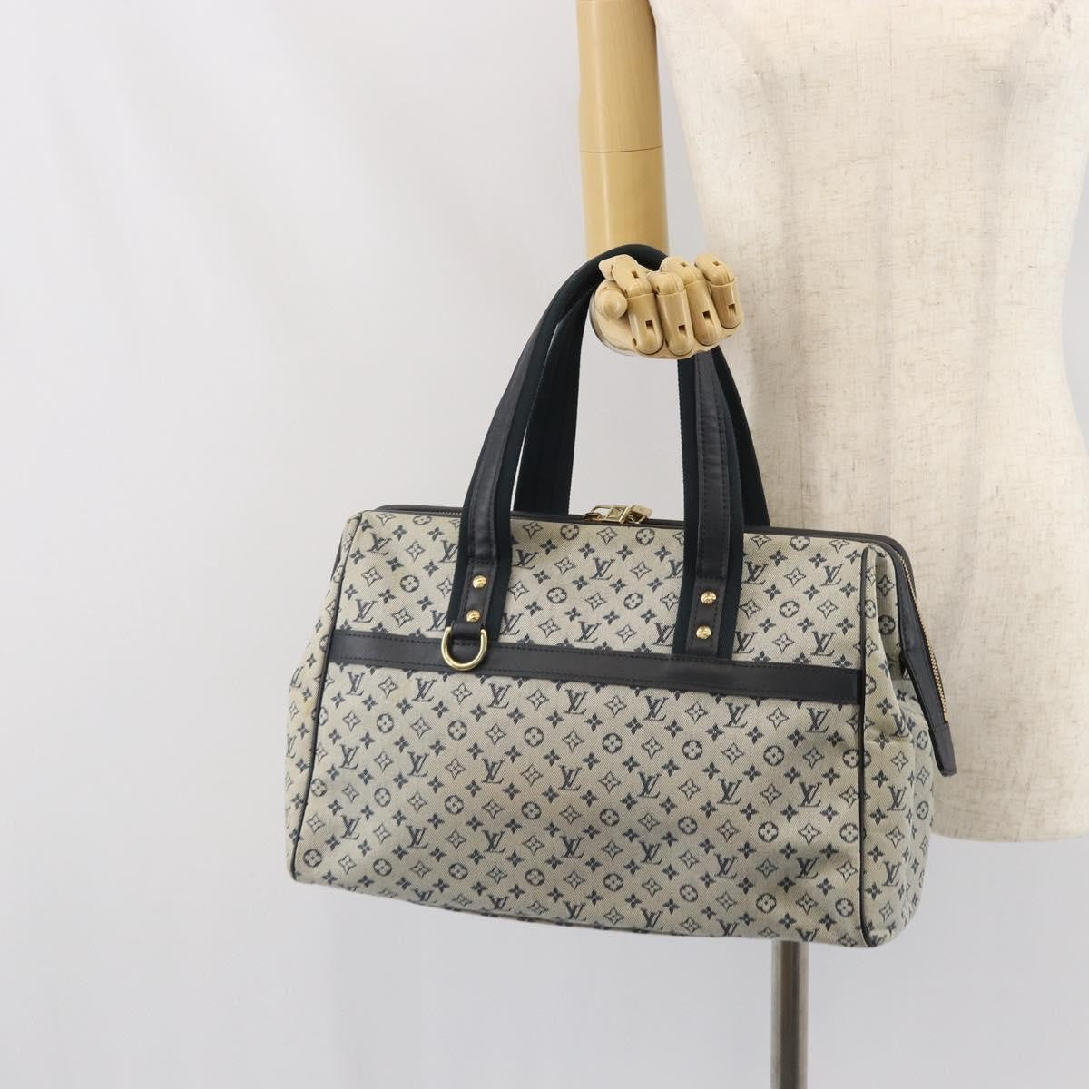 Louis Vuitton Josephine Handbag Mini Lin Blue Canvas Handbag (Pre-Owned)