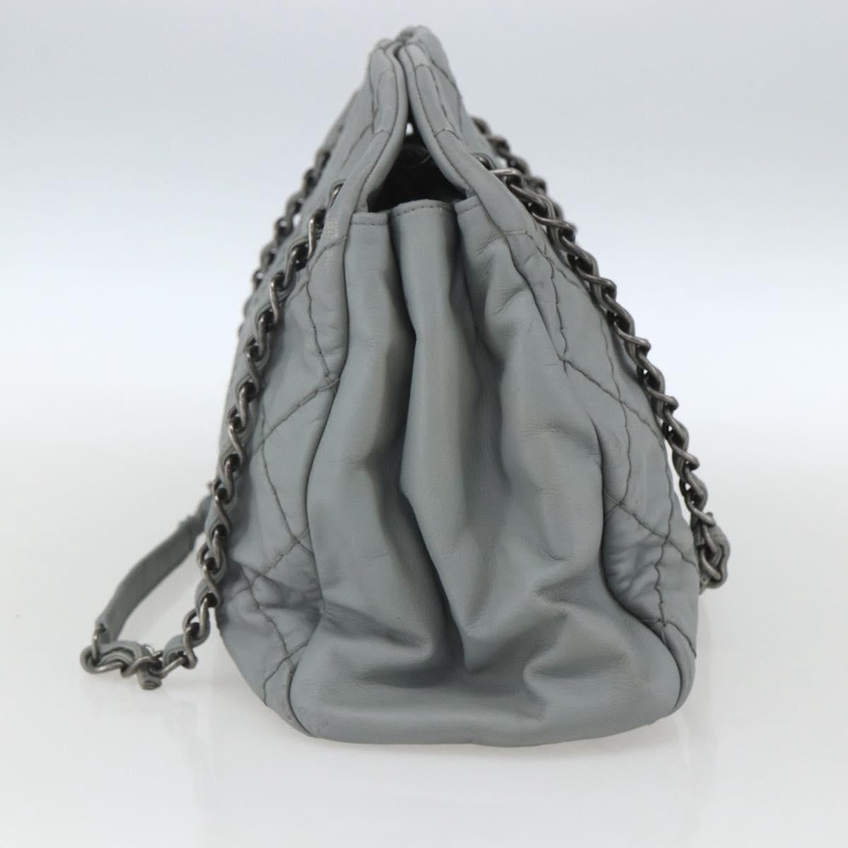 Chanel Just Mademoiselle Bag Quilted Leather Gray Leather Shoulder Bag Bag (Pre-Owned)