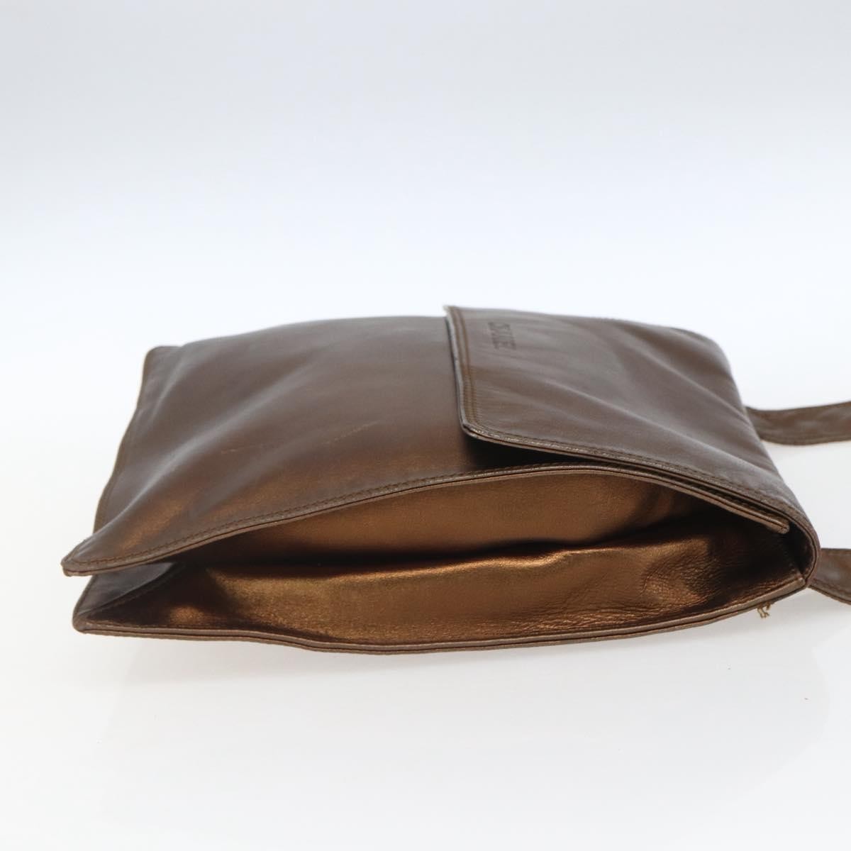 Chanel Vintage Logo Flap Messenger Bag Leather Brown Leather Shoulder Bag Bag (Pre-Owned)