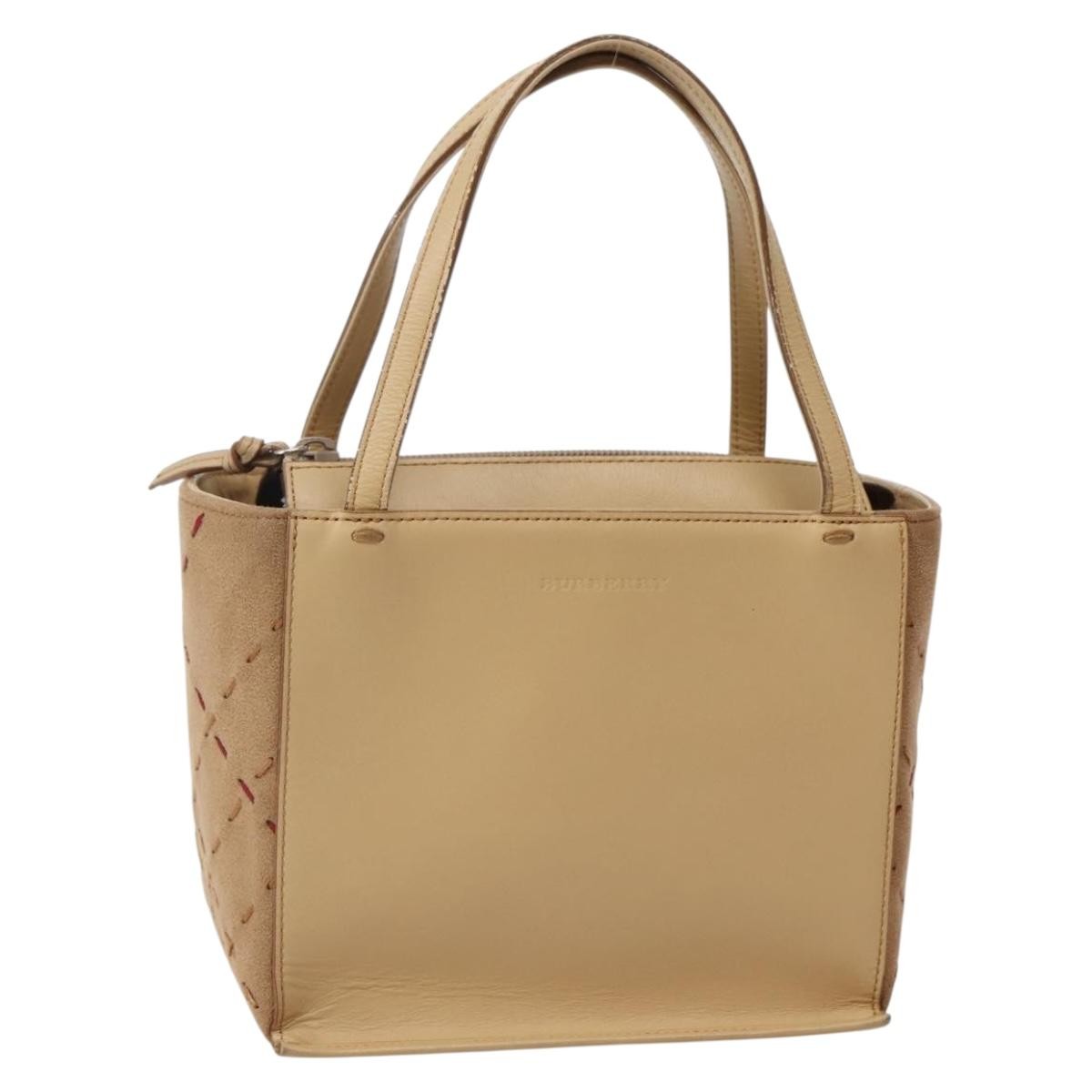 Burberry Vintage Handbag Leather Beige Leather Handbag (Pre-Owned)