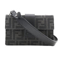 Fendi Baguette Convertible Belt Bag Zucca Canvas Black Canvas Shoulder Bag Bag (Pre-Owned)