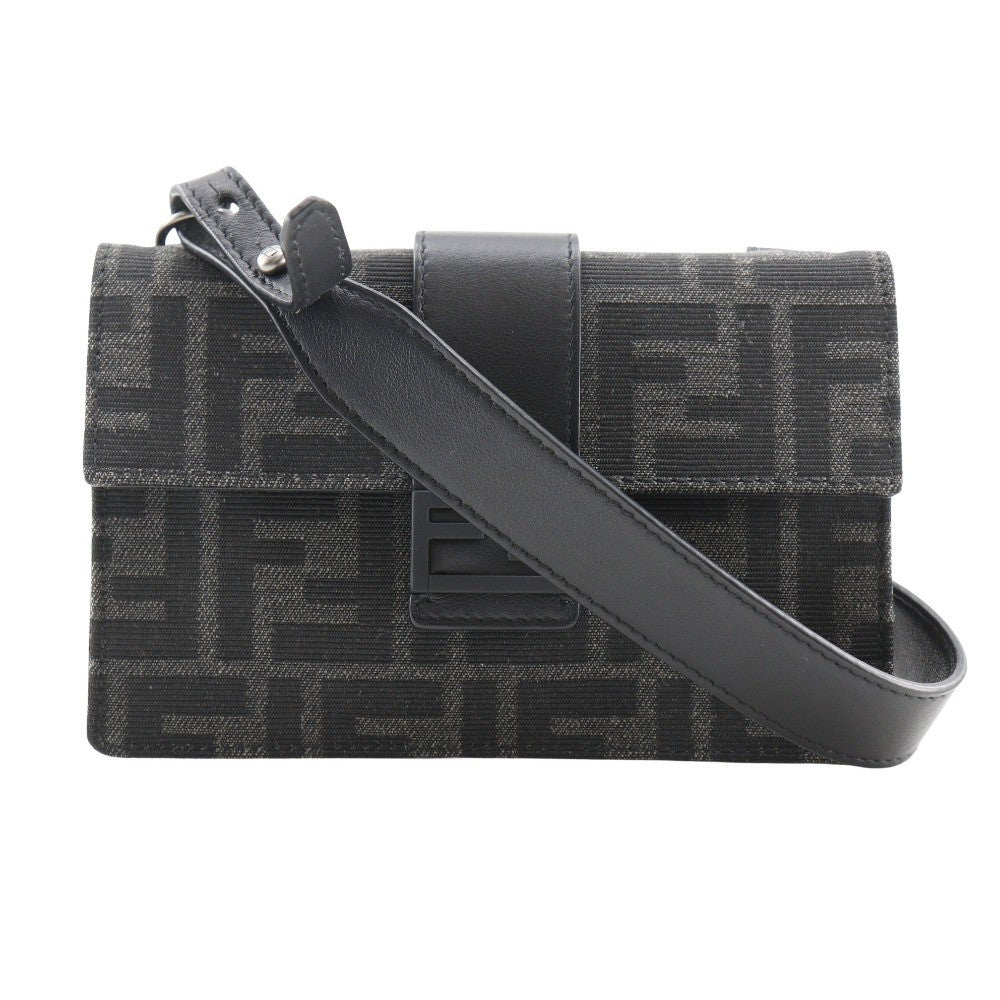 Fendi Baguette Convertible Belt Bag Zucca Canvas Black Canvas Shoulder Bag Bag (Pre-Owned)