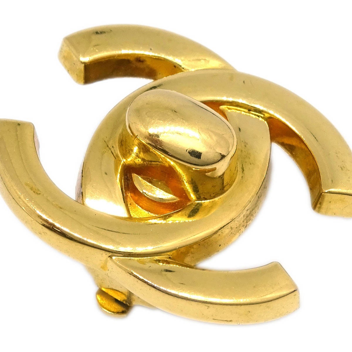 Chanel Cc Turnlock Clip-On Earrings Metal Gold Gold_Plated Earrings Jewelry (Pre-Owned)