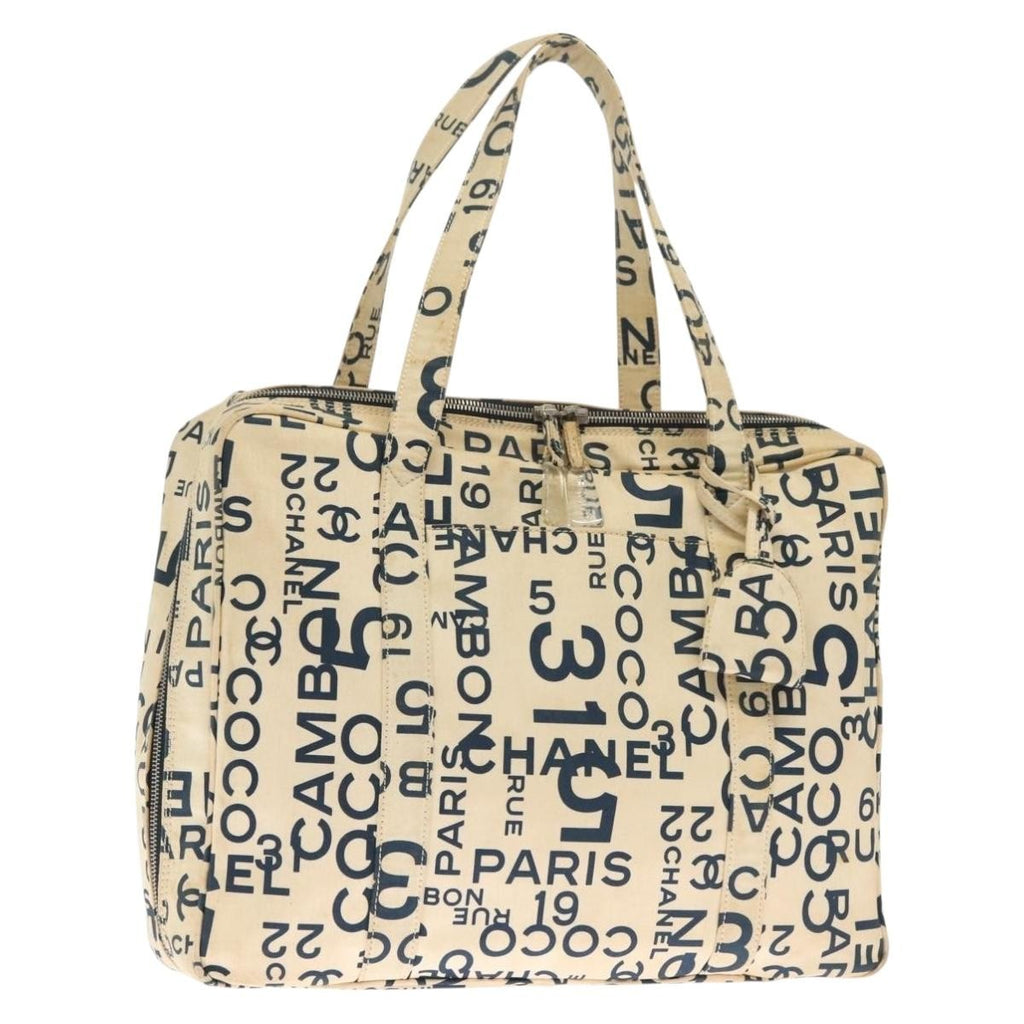 Chanel Cambon Canvas White Canvas Bag (Pre-Owned)