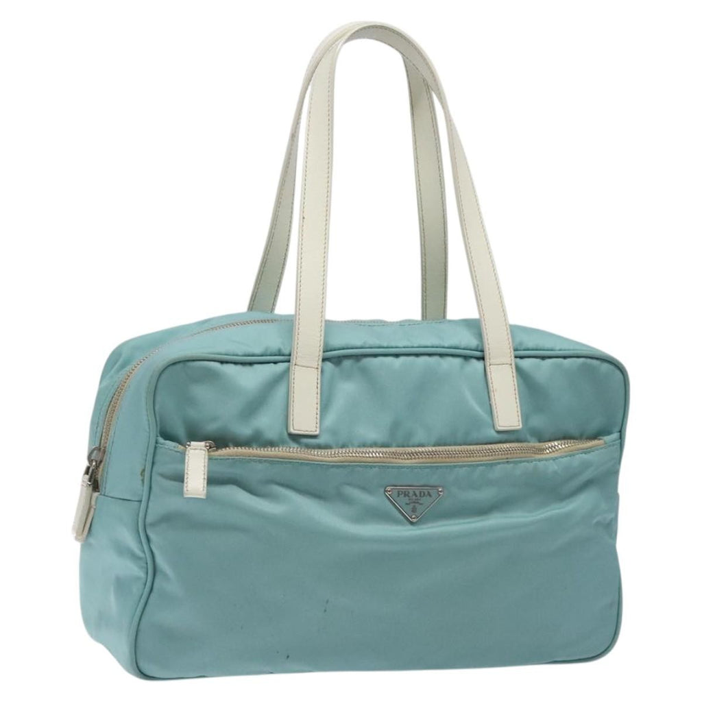 Prada Vintage Handbag Tessuto Blue Nylon Handbag (Pre-Owned)