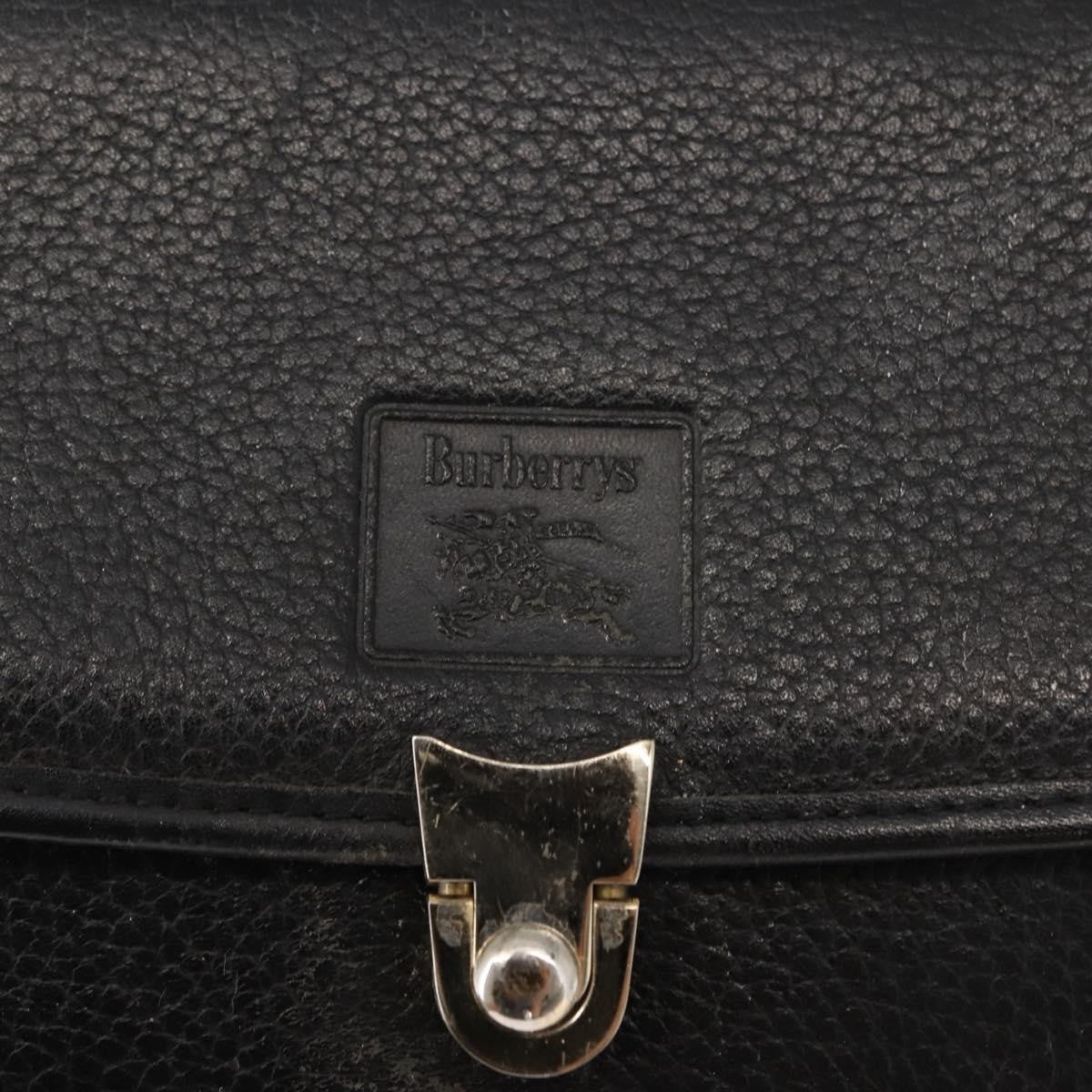 Burberry Vintage Handbag Leather Black Leather Handbag (Pre-Owned)
