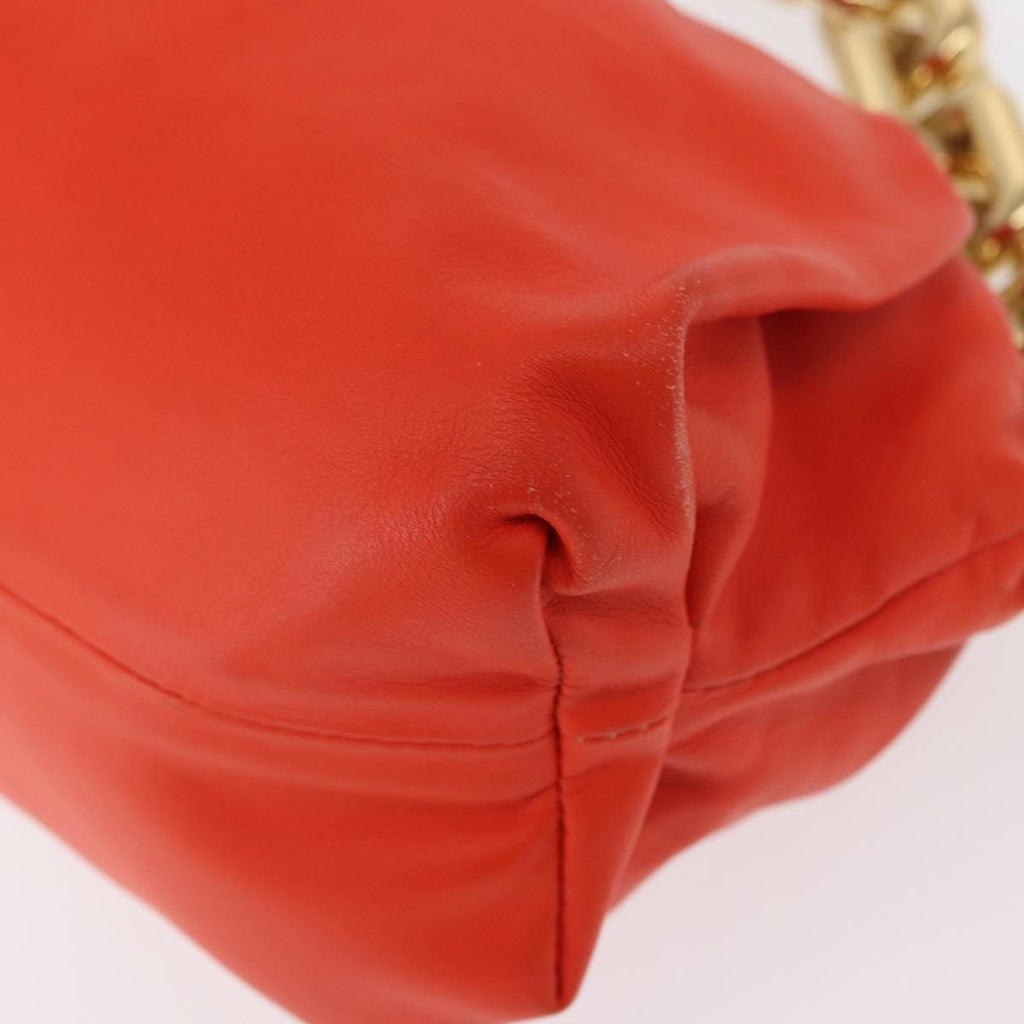 Bottega Veneta The Chain Pouch Leather Orange Leather Clutche & Pouche Bag (Pre-Owned)